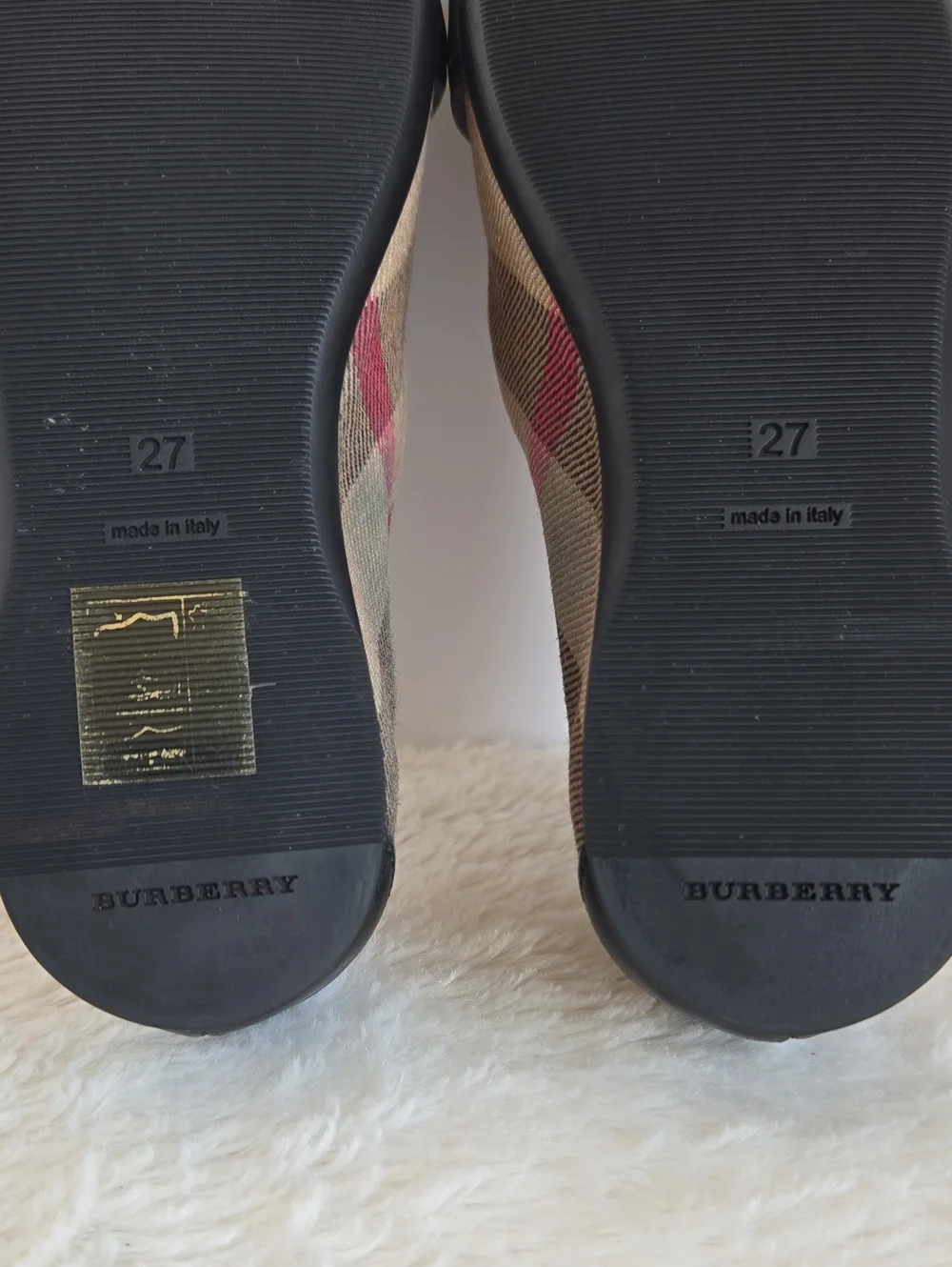 Burberry Classic Check Canvas & Leather Buckle Flats
